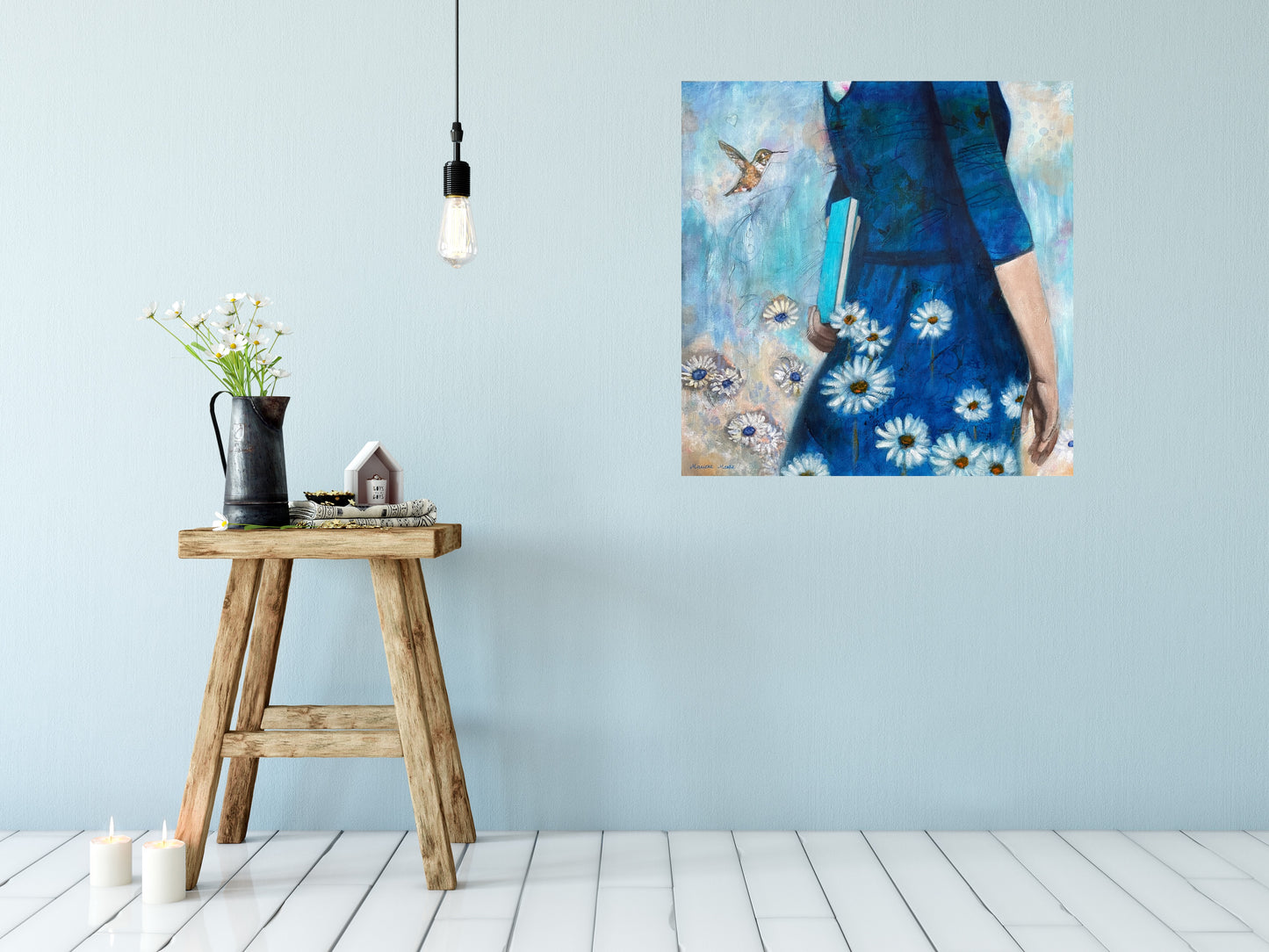 A Good Story - Hummingbird Painting on Canvas