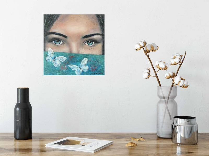 Butterfly Eyes - Original Oil Painting with Mixed Media