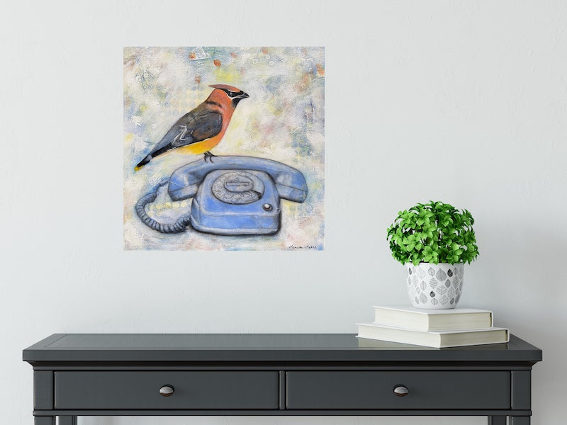 Call to Listen - Cedar Waxwing Bird Painting