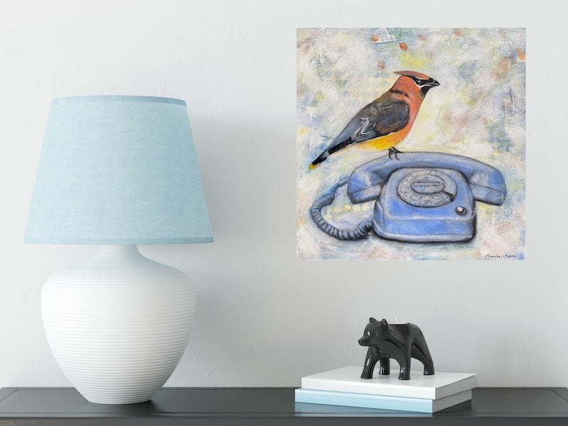 Call to Listen - Cedar Waxwing Bird Painting