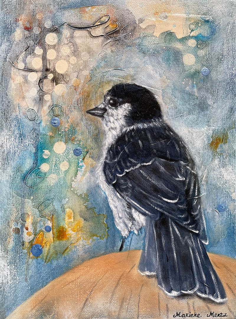 Canada Jay - Bird Art Painting on Canvas