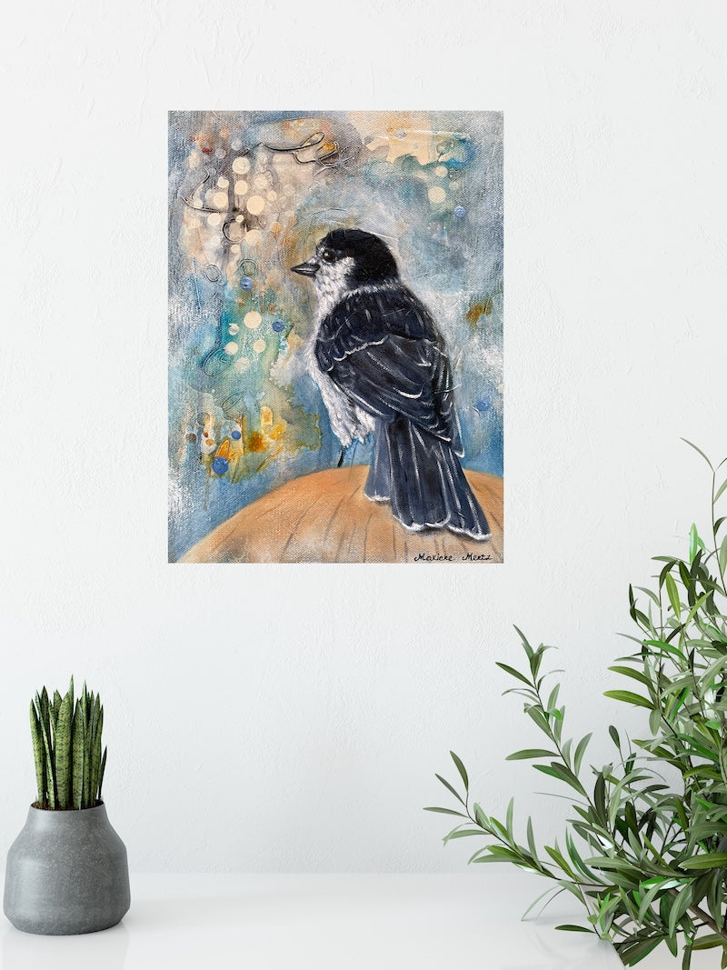 Canada Jay - Bird Art Painting on Canvas
