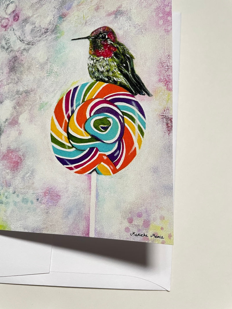 Hummingbird Art Greeting Card Set "Sweet Tooth" - 5 Pack