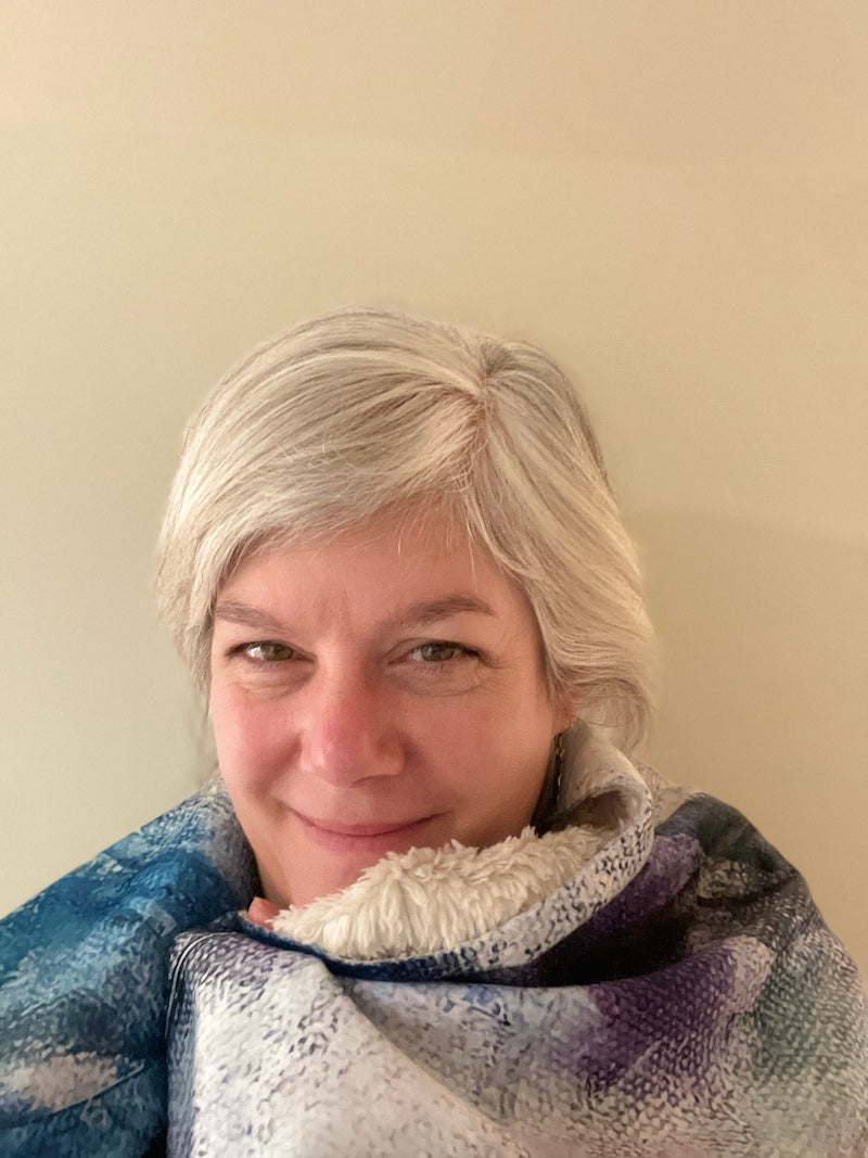 Artist MARIEKE MERTZ with Sherpa Blanket