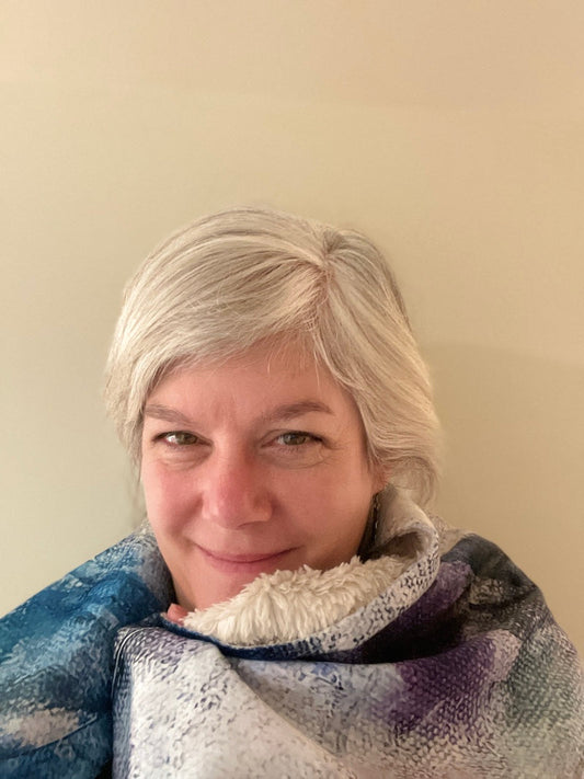 Artist MARIEKE MERTZ with Sherpa Blanket