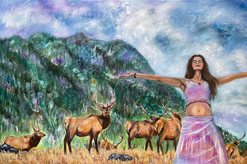 Elk Painting With Open Arms by artist Marieke Mertz