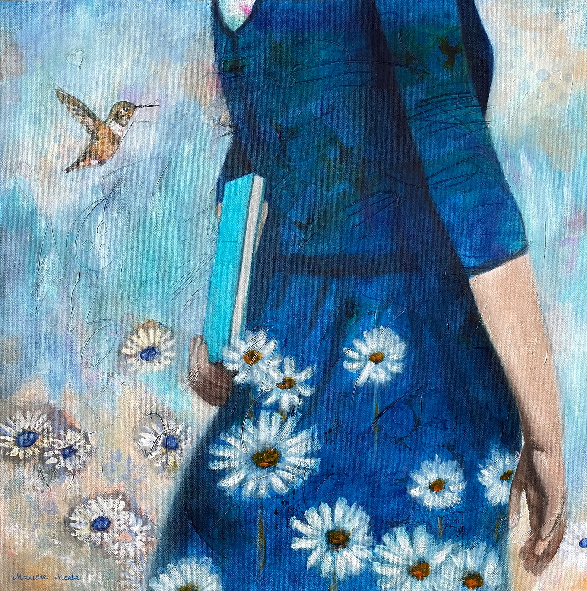 A Good Story - Hummingbird Painting on Canvas | Original Bird Art Marieke Mertz Art A Good Story - Hummingbird Painting on Canvas | Original Bird Art Marieke Mertz Art
