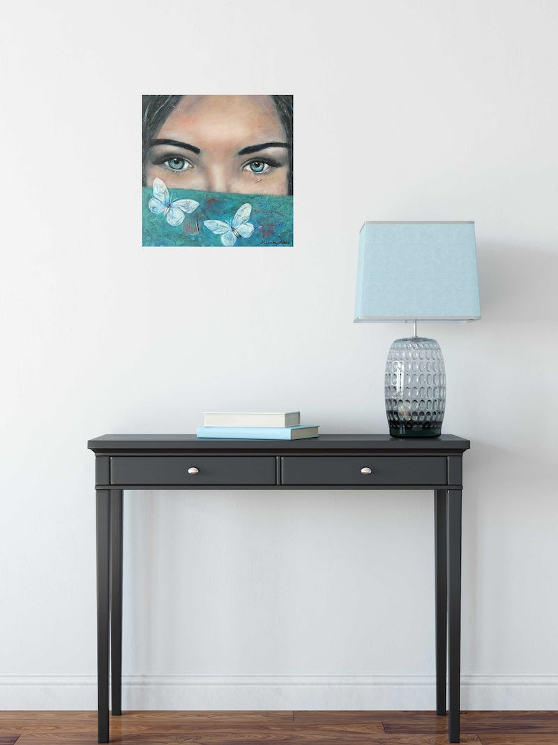Butterfly Eyes - Original Oil Painting with Mixed Media