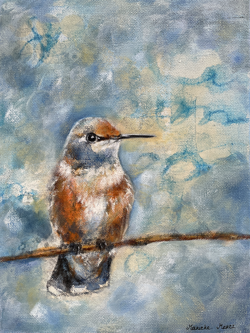 Hummingbird Original Bird Painting A Worthwhile Pause