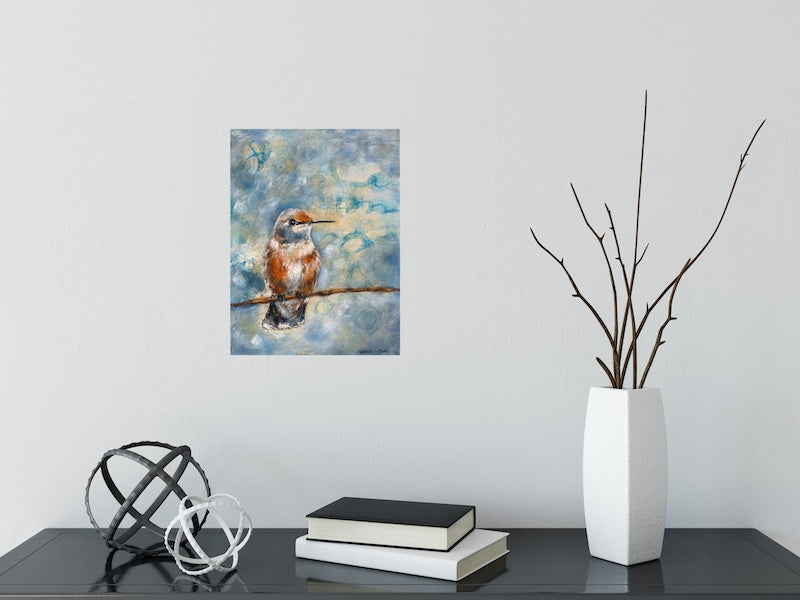 Hummingbird Original Bird Painting A Worthwhile Pause
