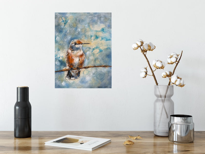Hummingbird Original Bird Painting A Worthwhile Pause