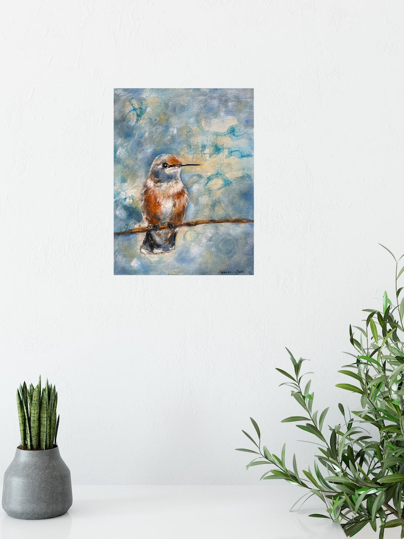 Hummingbird Original Bird Painting A Worthwhile Pause