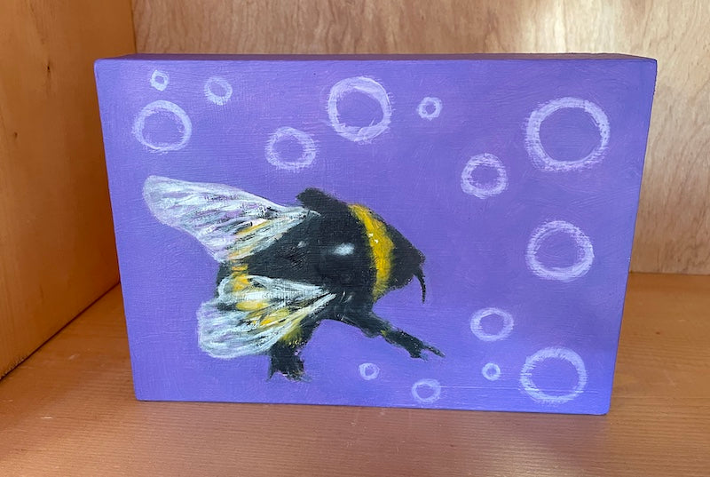 Bumblebee Original Art on Wood Panel