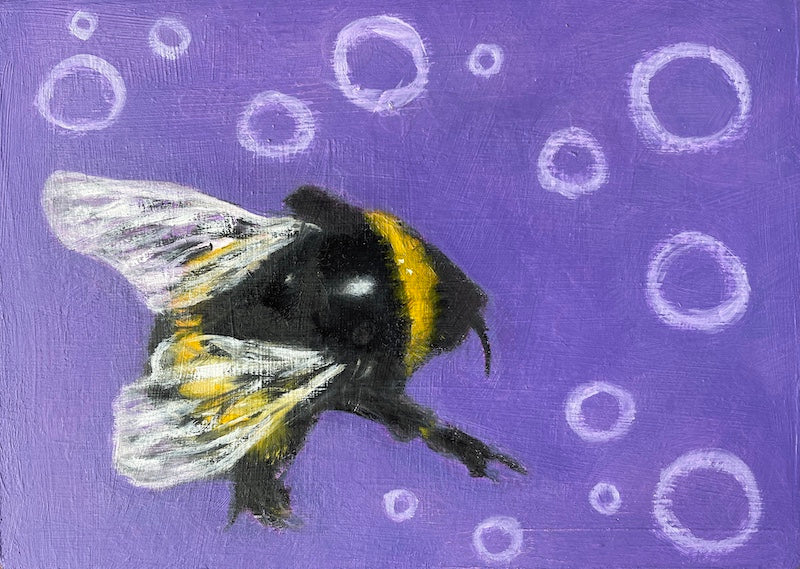 Bumblebee Original Art on Wood Panel