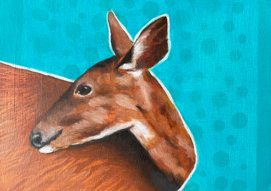 You're Welcome Deer - Original Art on Wood Panel