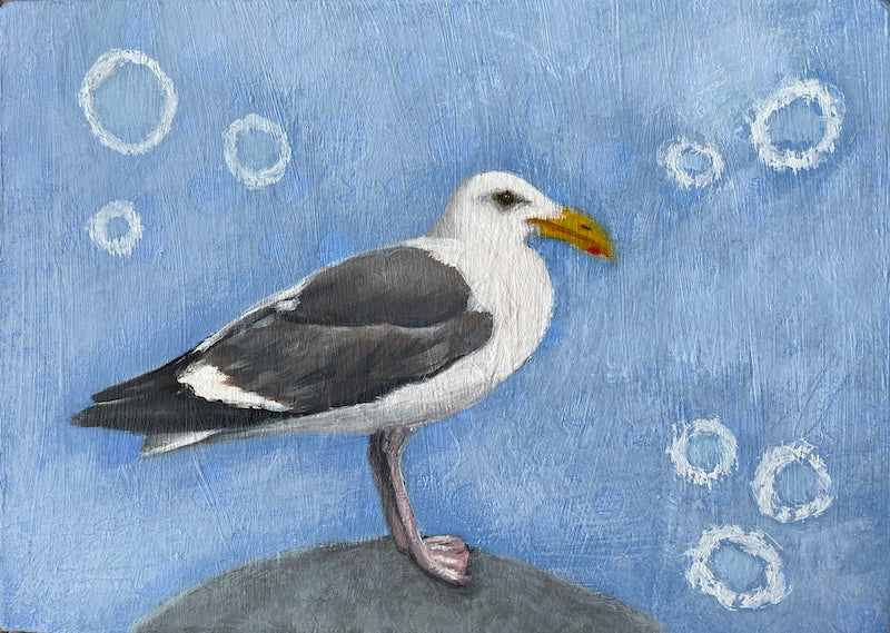 Salty Coastal Original Art on Wood Panel