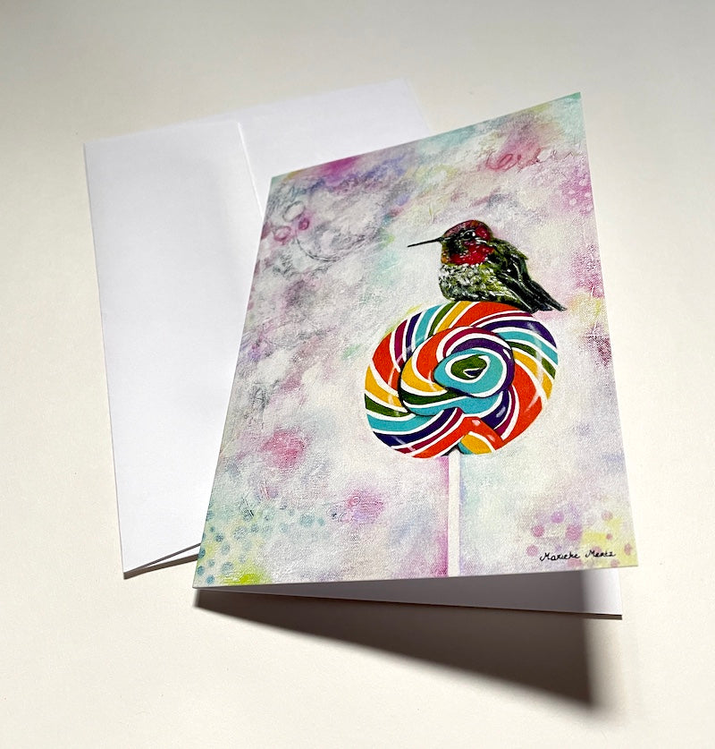 Hummingbird Art Greeting Card Set "Sweet Tooth" - 5 Pack