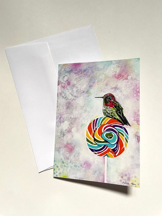 Hummingbird Art Greeting Card Set "Sweet Tooth" - 5 Pack