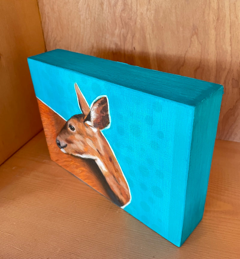 You're Welcome Deer - Original Art on Wood Panel