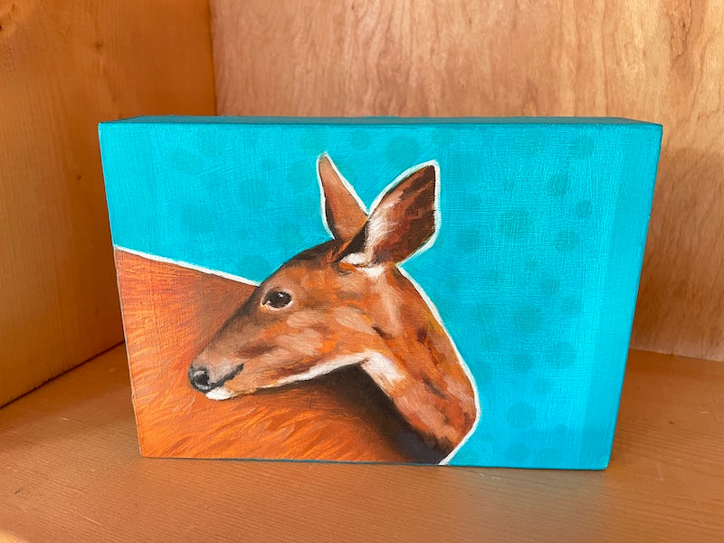 You're Welcome Deer - Original Art on Wood Panel