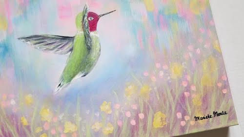 Contemporary Hummingbird Painting 