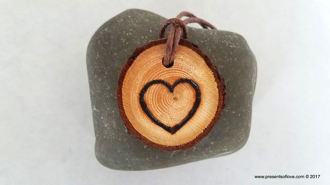 Wooden Necklace Pendant with Heart