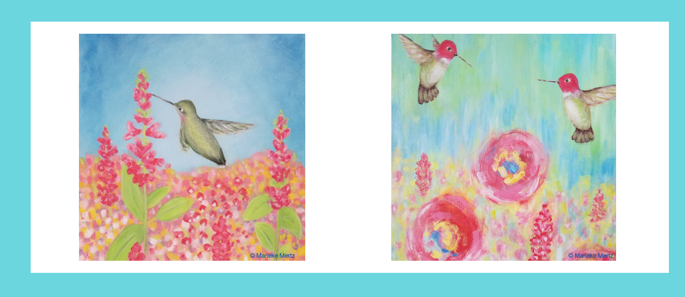 Hummingbird Paintings by Portland artist Marieke Mertz