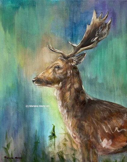 Colorful Elk Oil Painting on Canvas